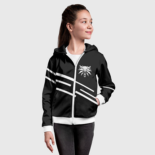 Детская толстовка на молнии Ведьмак лого геометрия / 3D-Белый – фото 4