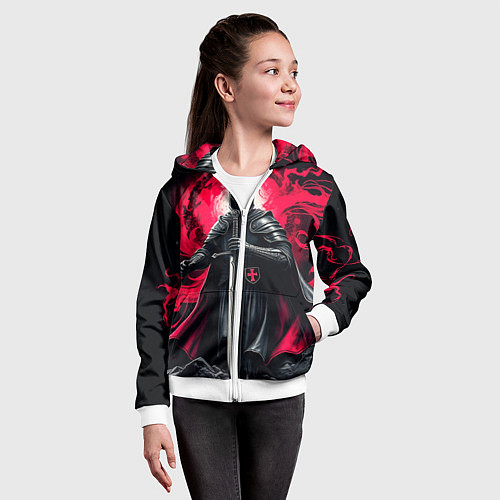 Детская толстовка на молнии Рыцарь-крестоносец ордена красной звезды / 3D-Белый – фото 4