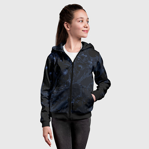Детская толстовка на молнии Чёрно-синий абстрактный космос / 3D-Черный – фото 4