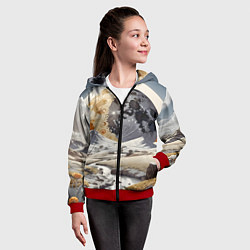 Толстовка на молнии детская Река и планеты, цвет: 3D-красный — фото 2