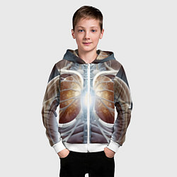 Толстовка на молнии детская Рентген и скелет, цвет: 3D-белый — фото 2