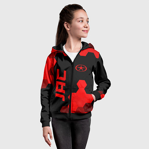 Детская толстовка на молнии JAC - red gradient вертикально / 3D-Черный – фото 4