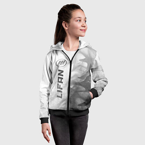 Детская толстовка на молнии Lifan - white gradient по-вертикали / 3D-Черный – фото 4