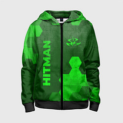 Детская толстовка на молнии Hitman - green gradient вертикально