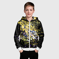 Толстовка на молнии детская Желто синяя краска на черном, цвет: 3D-белый — фото 2