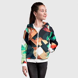 Толстовка на молнии детская Сине-бежевый абстракция, цвет: 3D-белый — фото 2