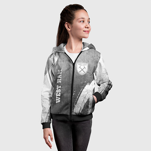 Детская толстовка на молнии West Ham - grey gradient вертикально / 3D-Черный – фото 4
