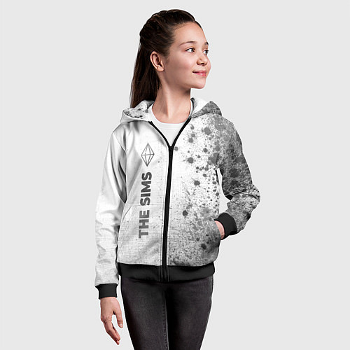 Детская толстовка на молнии The Sims - white gradient по-вертикали / 3D-Черный – фото 4