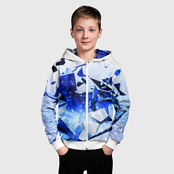 Толстовка на молнии детская Абстрактный космический синий фон неоновых плит, цвет: 3D-белый — фото 2