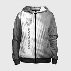 Детская толстовка на молнии Porsche - white gradient по-вертикали