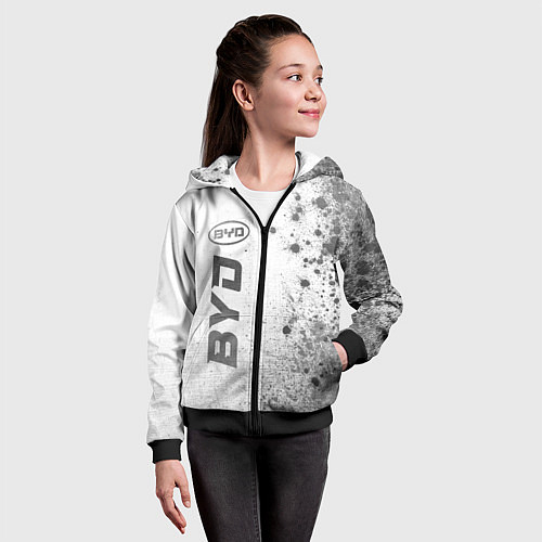 Детская толстовка на молнии BYD - white gradient по-вертикали / 3D-Черный – фото 4