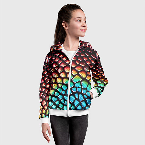 Детская толстовка на молнии Макро кожа дракона / 3D-Белый – фото 4