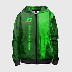 Детская толстовка на молнии Need for Speed - green gradient по-вертикали