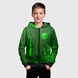 Толстовка на молнии детская Gears of War - green gradient вертикально, цвет: 3D-черный — фото 2