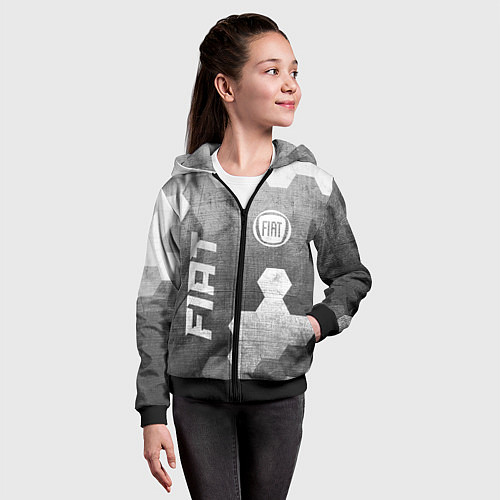 Детская толстовка на молнии Fiat - grey gradient вертикально / 3D-Черный – фото 4