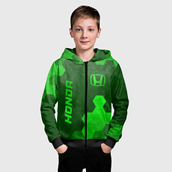 Толстовка на молнии детская Honda - green gradient вертикально, цвет: 3D-черный — фото 2