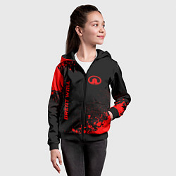Толстовка на молнии детская Great Wall - red gradient вертикально, цвет: 3D-черный — фото 2