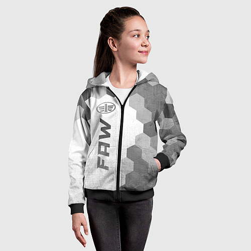 Детская толстовка на молнии FAW - white gradient по-вертикали / 3D-Черный – фото 4