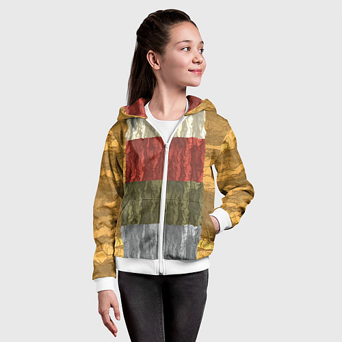Детская толстовка на молнии Цветной узор абстрактная графика / 3D-Белый – фото 4
