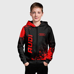 Толстовка на молнии детская Audi - red gradient вертикально, цвет: 3D-черный — фото 2