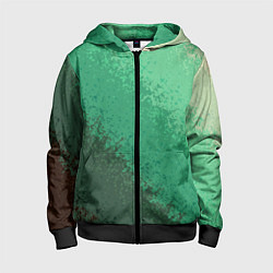 Толстовка на молнии детская Градиент текстурный зелёный, цвет: 3D-черный