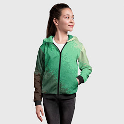 Толстовка на молнии детская Градиент текстурный зелёный, цвет: 3D-черный — фото 2