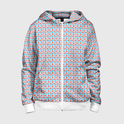 Толстовка на молнии детская Красно-синие фигуры на белом фоне, цвет: 3D-белый