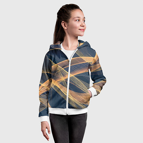 Детская толстовка на молнии Световые волны / 3D-Белый – фото 4