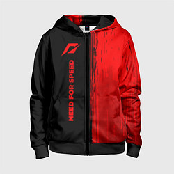 Толстовка на молнии детская Need for Speed - red gradient по-вертикали, цвет: 3D-черный