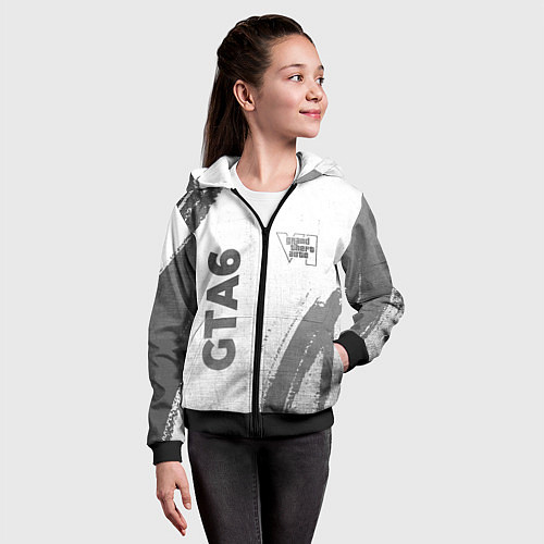 Детская толстовка на молнии GTA6 - white gradient вертикально / 3D-Черный – фото 4