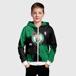 Толстовка на молнии детская Бостон Селтикс баскетбольный клуб, цвет: 3D-белый — фото 2