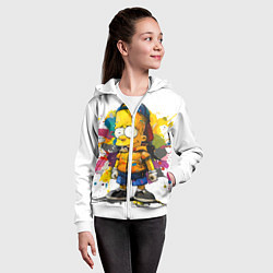 Толстовка на молнии детская Рисунок красками Барт Симпсон, цвет: 3D-белый — фото 2