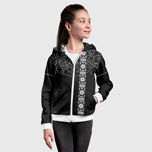 Детская толстовка на молнии Славянские символы традиции народа / 3D-Белый – фото 4