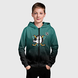 Толстовка на молнии детская Анахайм Дакс - зеленый градиент, цвет: 3D-черный — фото 2
