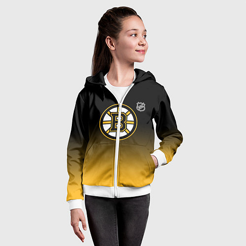 Детская толстовка на молнии Бостон Брюинз - градиент / 3D-Белый – фото 4