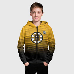 Толстовка на молнии детская Бостон Брюинз - геометрический градиент, цвет: 3D-черный — фото 2