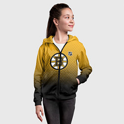 Толстовка на молнии детская Бостон Брюинз - геометрический градиент, цвет: 3D-черный — фото 2