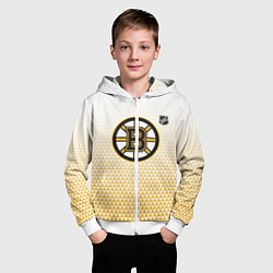 Толстовка на молнии детская Бостон Брюинз - светлый градиент, цвет: 3D-белый — фото 2