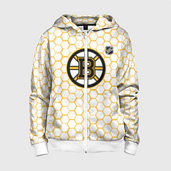 Толстовка на молнии детская Бостон Брюинз - белые соты, цвет: 3D-белый