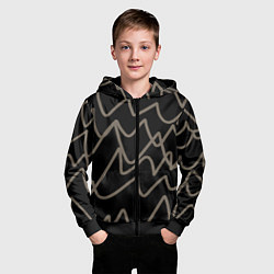 Толстовка на молнии детская Кривые рукописные линии чёрно-коричневый, цвет: 3D-черный — фото 2