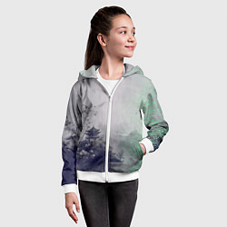 Толстовка на молнии детская Рыбацкий домик на берегу озера, цвет: 3D-белый — фото 2