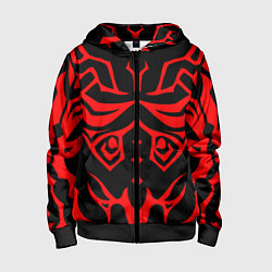 Толстовка на молнии детская Тату ситха, цвет: 3D-черный