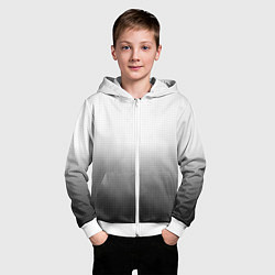 Толстовка на молнии детская Из белого в чёрный градиент с точками, цвет: 3D-белый — фото 2