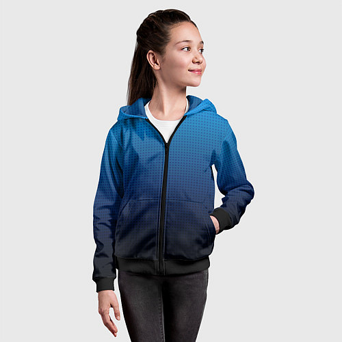 Детская толстовка на молнии Из голубого в чёрный градиент с точками / 3D-Черный – фото 4
