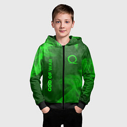 Толстовка на молнии детская God of War - green gradient вертикально, цвет: 3D-черный — фото 2