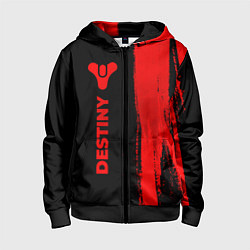 Толстовка на молнии детская Destiny - red gradient по-вертикали, цвет: 3D-черный