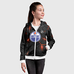 Толстовка на молнии детская Эдмонтон Ойлерз - НХЛ хоккей, цвет: 3D-белый — фото 2