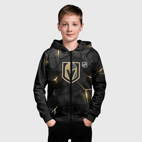 Детская толстовка на молнии Вегас Голден Найтс - НХЛ хоккей / 3D-Черный – фото 3