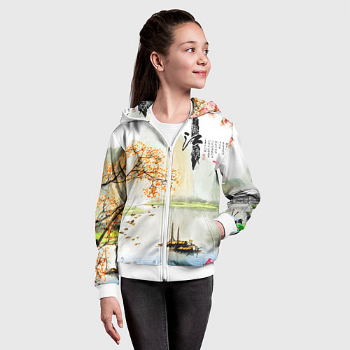 Детская толстовка на молнии China Landscape / 3D-Белый – фото 4