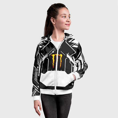 Детская толстовка на молнии Monster energy geometry / 3D-Белый – фото 4